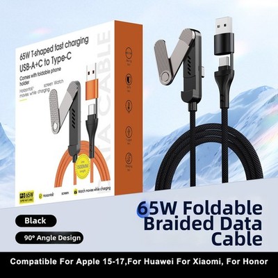 Schnell Ladekabel USB A auf C 5 Fuß 65 W rechter Winkel für iPhone 14 15 S25