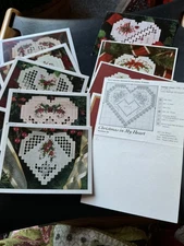 10 Emie Bishop Hardanger/Cross Stitch Christmas Hearts