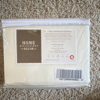 Home Reflections Decor Queen 6-Piece Off White Sheet Set 1000TC Cotton Polyester