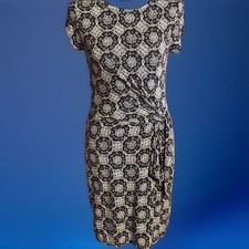 Loft Short Sleeve Medallion Side Tie Dress Black Size SP