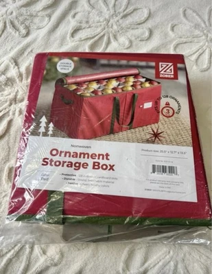 ZOBER XL Christmas Ornament Storage Box Fits up to 128 Ornaments