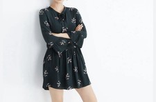 Madewell Green Ruffled Wrap Sundress with Bell Sleeves