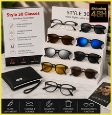 Magnetic Spectacle Rx Glasses Frame with 5 1 Pieces Polarized Sunglasses Clip-on