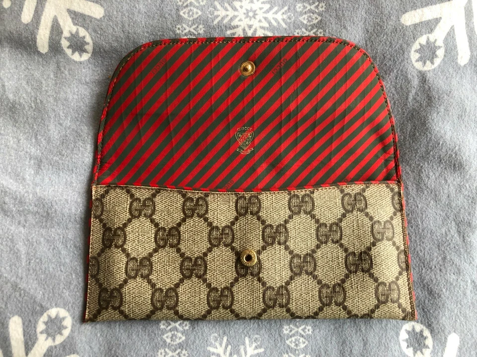 Estuche para gafas Gucci vintage de lona y cuero marrón Foto 3 de 4