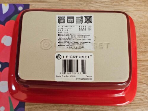 Le Creuset Butter Dish with Lid 13 fl oz Cherry Red Butter Box Stoneware NEW - Picture 8 of 9