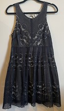 Free People Black Lined Lace Crochet Open Back Sleeveless Dress Women’s Size 10