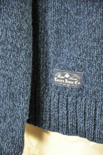 Lauren Ralph Lauren Steel Blue Cotton Boatneck Grandpa Pullover Sweater Women L - Picture 8 of 10