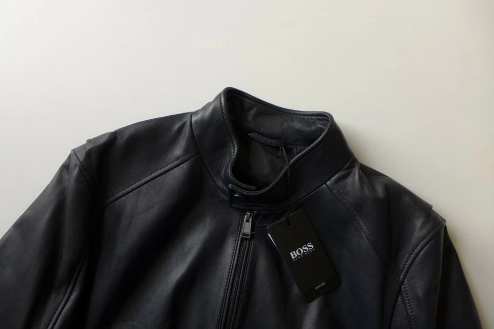 Hugo Boss Café Racer Jacket in Black Leather, size 52 - BNWT, RRP £525 - Image 4 of 4