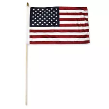 12x18 12"x18" USA American Premium Quality Stick Flag wood staff (30 inch staff)