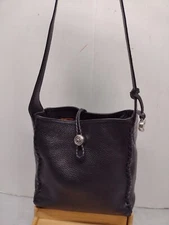 Brighton Pretty Tough RAINE Shoulder Bucket Bag Pebbled Cross Stitch Leather