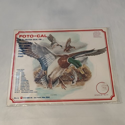 Vintage 1970 FOTO-CAL FM-101 Vinyl Camper Sticker Decal Mallard Duck Foto Mark
