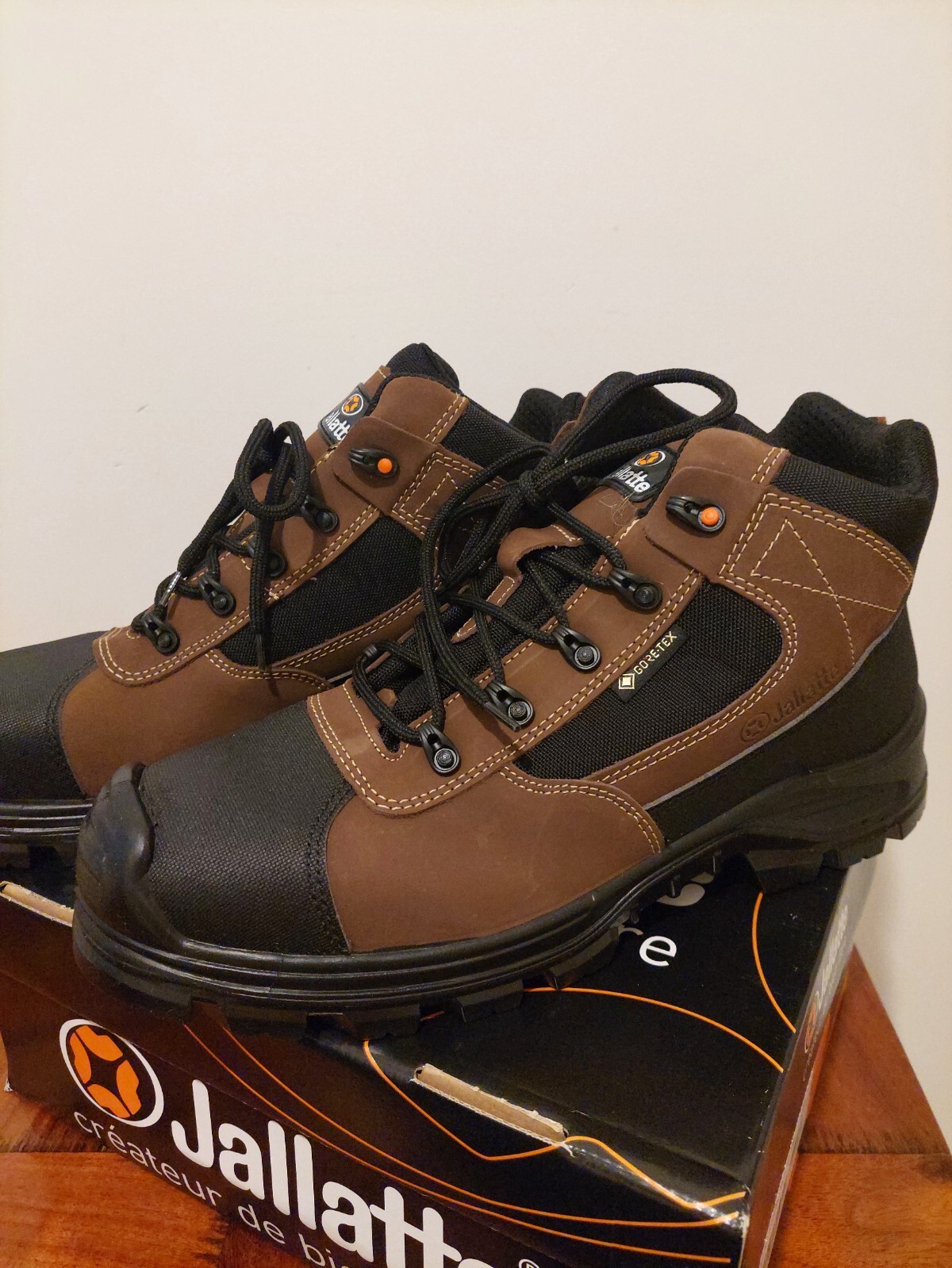 Jallatte S3 Jaltex GoreTex Mens Metal Free Safety Toecap Boots Brown