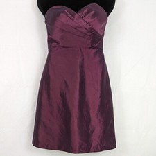 Jenny Yoo Collection Womens Size 8 Plum Strapless Silk Bridesmaid Cocktail Dress