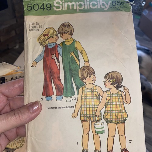 Vintage 1972 Simplicity Children’s Sewing Pattern 5049 Size 1/2 Cut & Complete