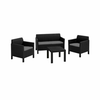 RATTAN KETER GARDEN FURNITURE SET 4 PIECE CHAIRS SOFA TABLE PATIO