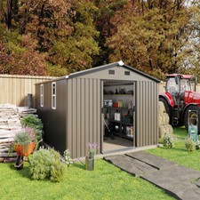 10x12 ft Outdoor Storage Shed, Metal Garden Shed with Lockable Doors, Air Vent