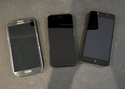 Lot of 3 Android Smartphones - For Parts - Galaxy Note 2, LG, & Cricket