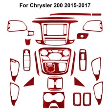 35Pcs For Chrysler 200 2015-2017 Red Carbon Fiber Full Interior Kit Cover Trim
