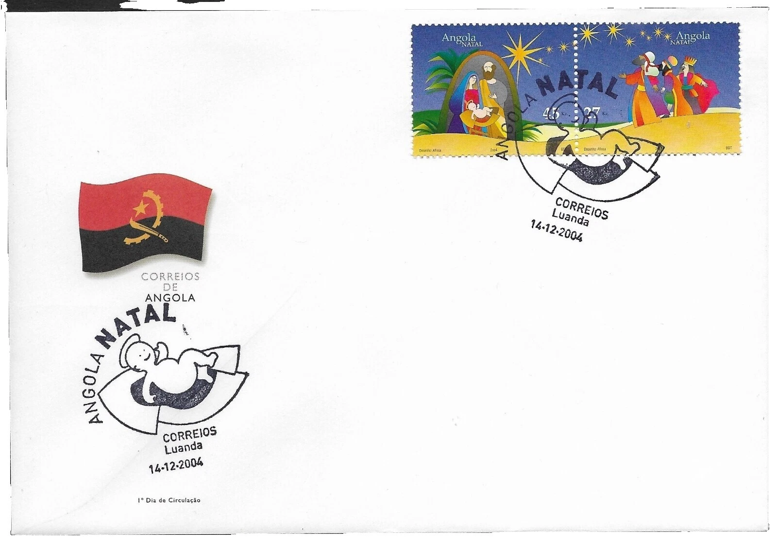 Sobre de Primer Día estampillas Angola