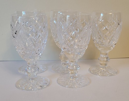 Waterford Crystal 602 Criss Cross Fan Cut Wafer 4.¼" SHERRY STEMS Cordials 5 Pc. - Picture 6 of 10