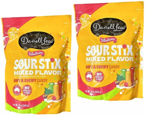 PACK de 2 dulces suaves y masticables Darrell Lea Fabulicious sabor mixto agrio Stix 20 OZ