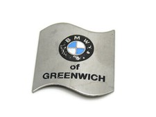 BMW of Greenwich Lapel Pin Vintage Wavy Flag Badge Silver Tone Metal Logo NO