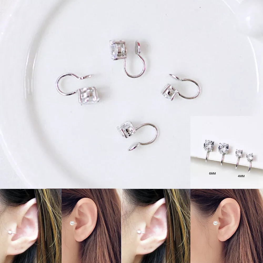 Women Men Tragus Earrings Non Piercing Earrings Zircon Ear Cuff No Pierced