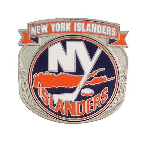 New York Islanders NHL Logo Banner Puck Pin - Picture 1 of 1