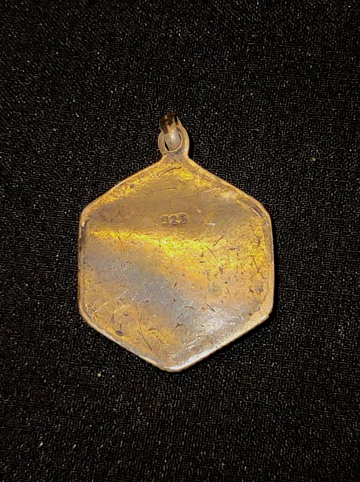 Antique Tradizionale Nepal Etnico Smalto Argento Gioielli Collo Pnedente - Immagine 2 di 3