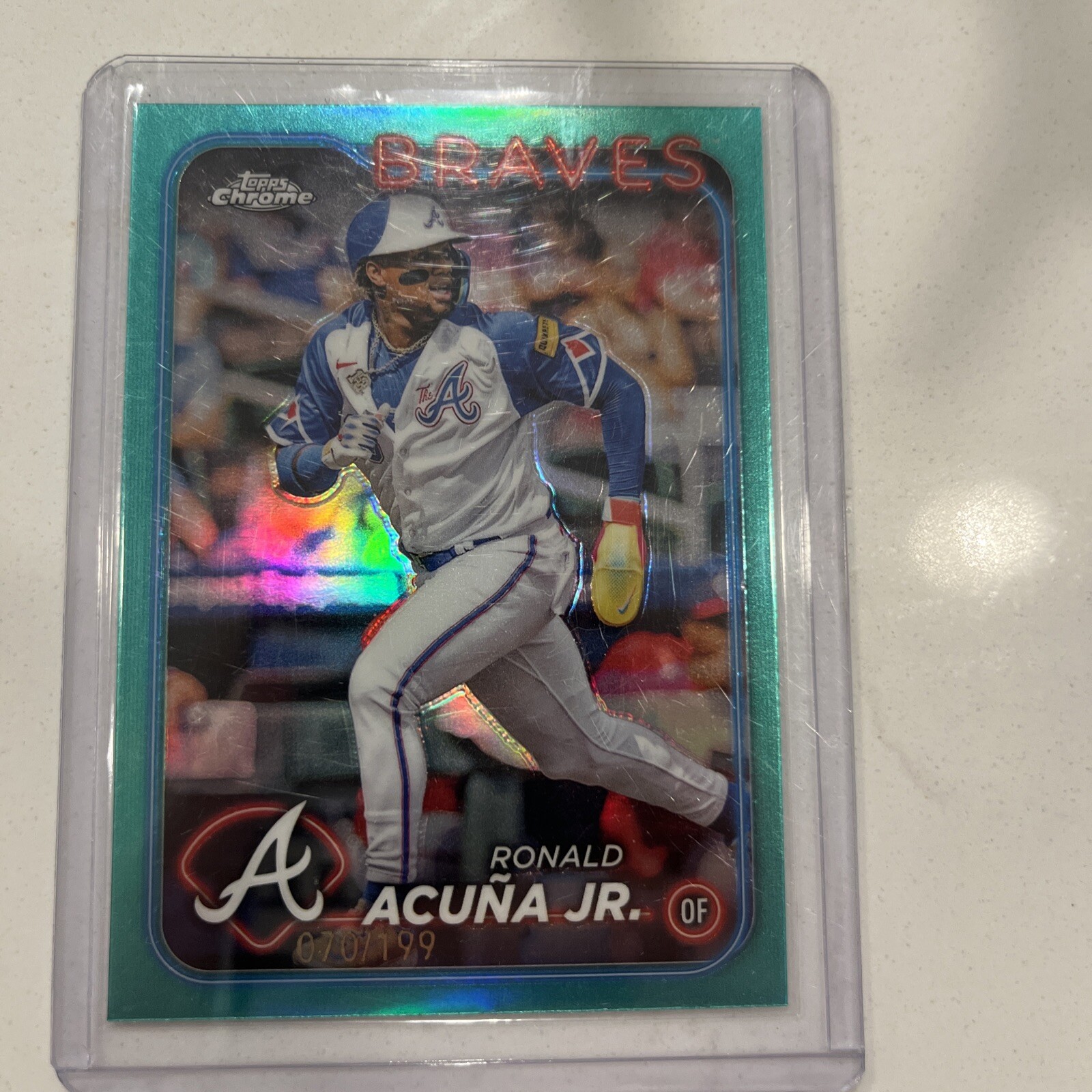 2024 Topps Chrome Ronald Acuna Jr. Aqua MLB Refractor #/199 #250