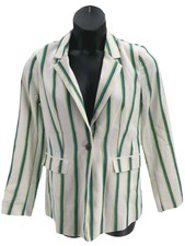 Halogen Stripe Blazer Ivory Blue Green Stripe