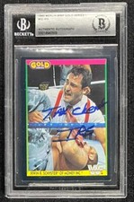IRS MIKE ROTUNDA SIGNED WWF 1992 MERLIN GOLD #32 CARD BECKETT AUTO 509