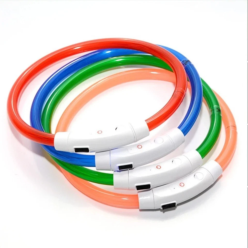 RECARGABLE LED Luz Flash COLLAR BRILLANTE Perro Mascota Seguridad MICRO USB Ajustable Foto 4 de 4