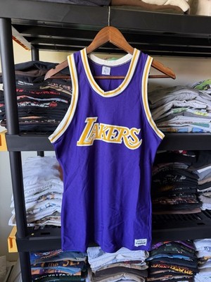 Vintage 1970s 80s Lakers NBA Medalist Sand-Knit Jersey Purple Blank Johnson Rare