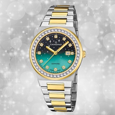 Armbanduhr Edelstahl silber gold Analog Damen Elegant Uhr Candino UC4750/2