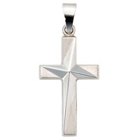 "Jobo \"30893\" AnhäNger Kreuz 375 Gold WeißGold Teil Matt KreuzanhäNger WeißGoldk"