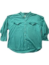 Cutter & Buck Shirt Mens 4XB Green Long Sleeve Pocket Button Front  Cotton
