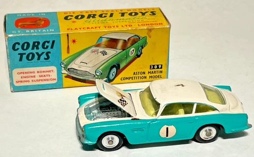 Vintage Corgi Toys Aston Martin DB4 Competition Model in BOX! #309 1962