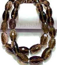 Brown Smoky Quartz Beads Natural Smoky Quartz Faceted Barrel Gemstone Beads