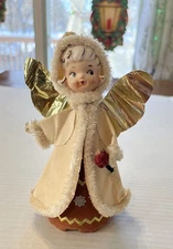 Vintage Holt Howard Porcelain Head  Felt Paper Body  Christmas Angel