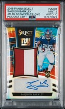 2018 Select Prime Jumbo RC Patch Auto JMSB Saquon Barkley Tie-Dye /15 PSA 9/10