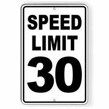 Speed Limit 30  Mph Sign / Miles Per Hour / Slow / Warning / Traffic W052