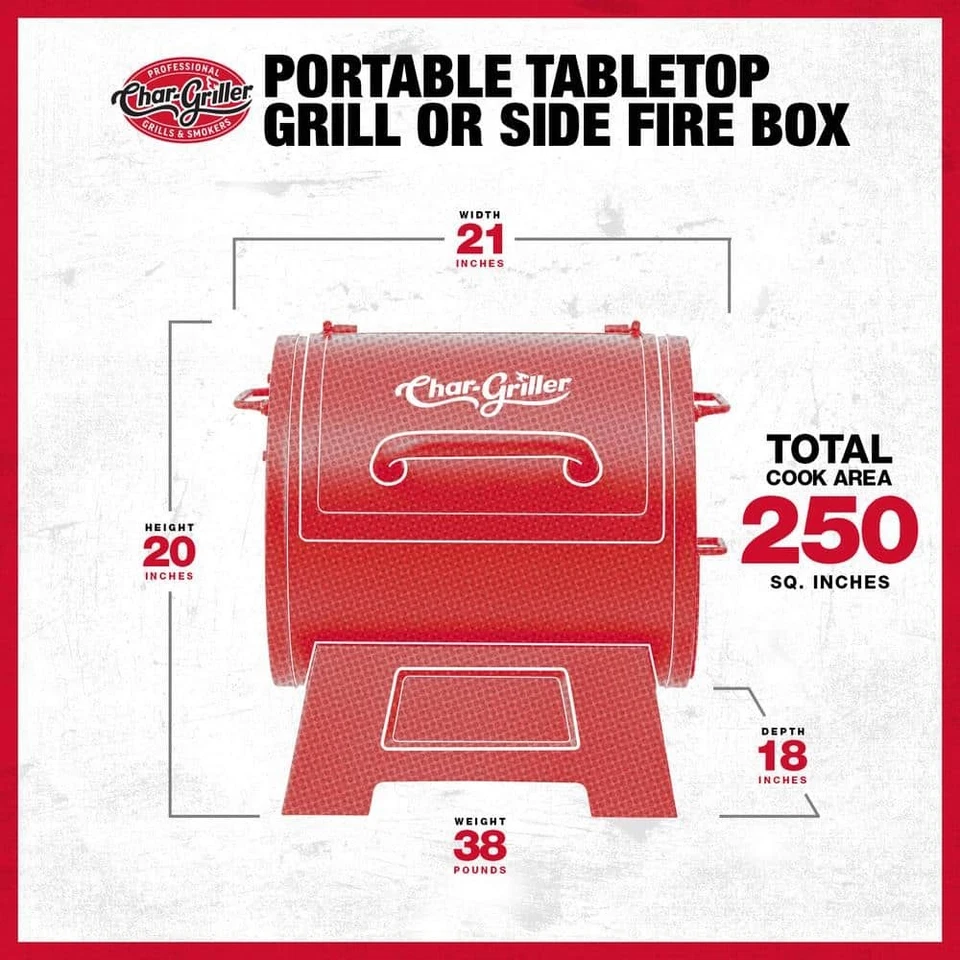 Portable Charcoal Grill or Side Fire Box in Black - Image 3 of 4