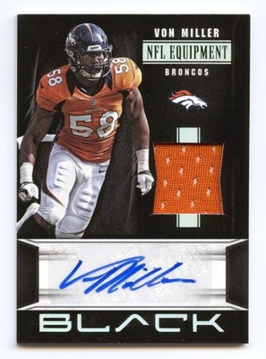 VON MILLER 2012 PANINI BLACK NFL EQUIPMENT JERSEY AUTO AUTOGRAPH /20 *GAME-USED*