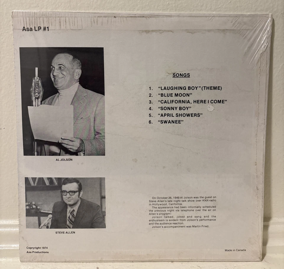 Canada Import Sealed 12” Record An Evening W/Al Jolson AsaLP0469 Limited Edition - Image 4 of 4