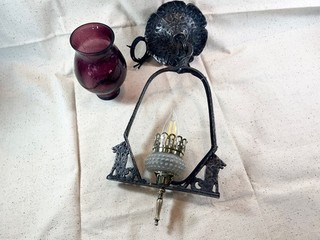 c.1930's J.C. Virden Hammered Finish 'TWO DOGS" Light Southwestern or Craftsman