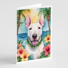 Caroline's Treasures English Bull Terrier Luau Greeting Cards Pack of 8