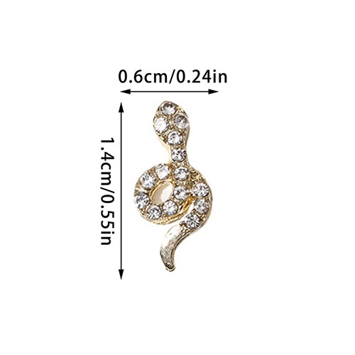 5pcs Luxus -Strass -Schlangennagelkunst -Dekoration Schlangejahr Nagelcharm 3d - Picture 3 of 10