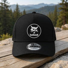 Bobcat White Trucker Hat Custom Embroidered L...