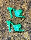 Vintage Barbie Pair of Green High Heel Mule Open Toe Shoes - Japan — photo 2